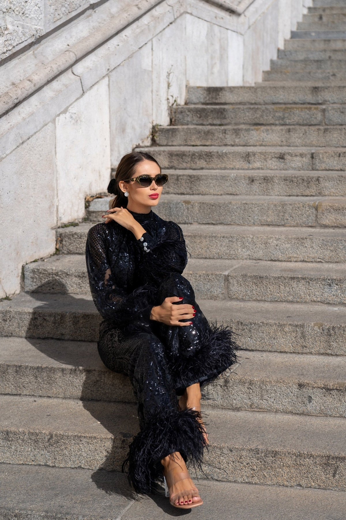 Alamour The Label Playsuits & Jumpsuits Jessalyn - Black Jessalyn Black Sequin Jumpsuit | Afterpay | Klarna | Zip Pay