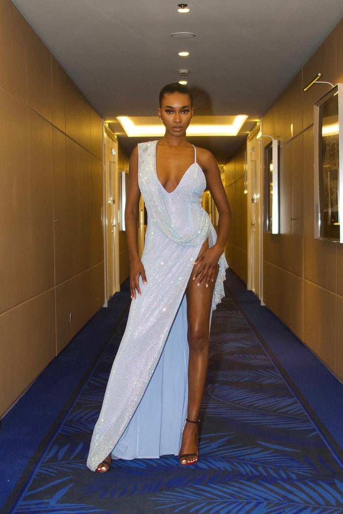 Alamour The Label RTW Sequin Cary - Blue Cary Blue Mesh Gown | Afterpay | Klarna | Zip Pay