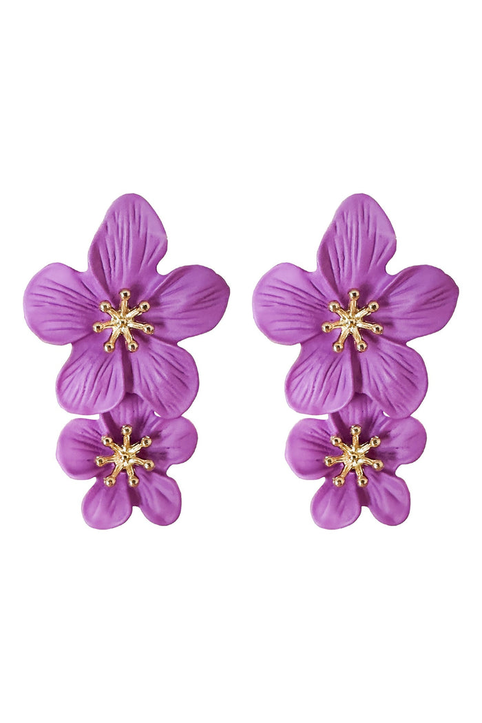 Alamour The Label Earrings Shyla Purple Multi Flower Earrings Shyla Purple Flower Earrings | Afterpay | Klarna | Zip Pay