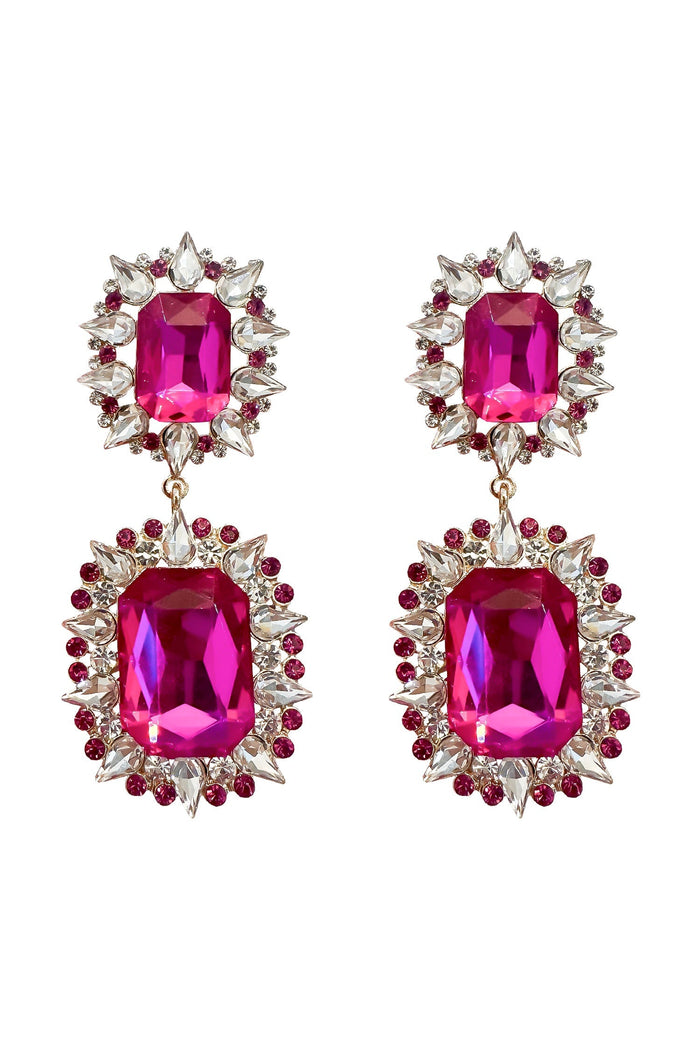 Alamour The Label Earrings Katerina Fuchsia Diamante Earrings Katerina Fuchsia Flower Drop Earrings | Afterpay | Klarna | Zip Pay