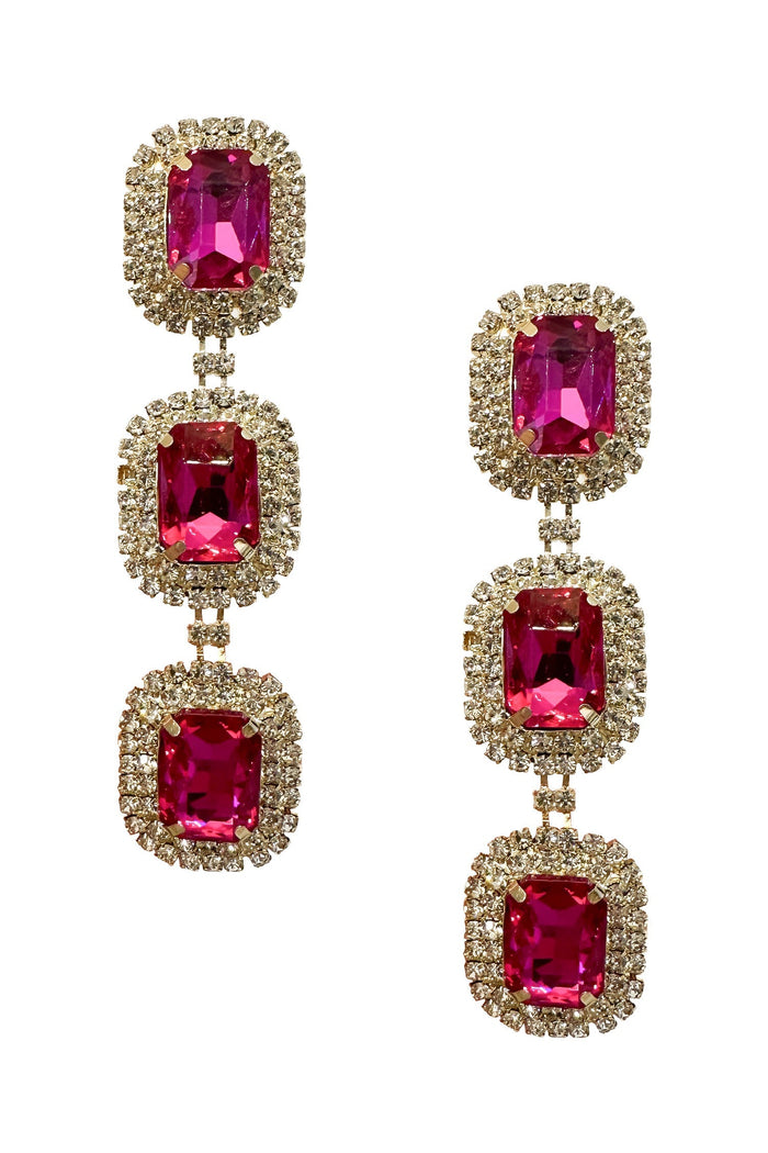 Alamour The Label Earrings Athena Fuchsia Diamante Earrings Athena Fuchsia Flower Drop Earrings | Afterpay | Klarna | Zip Pay