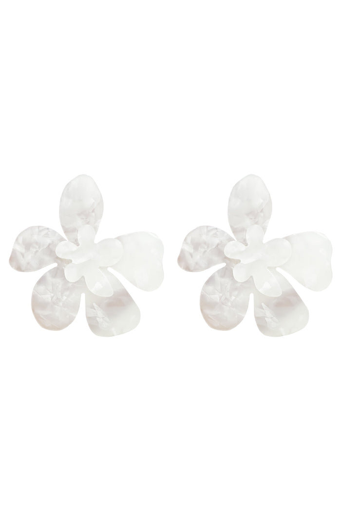 Alamour The Label Earrings Kimberly White Statement Earrings Kimberly White Acrylic Flower Earrings | Afterpay | Laybuy | Klarna