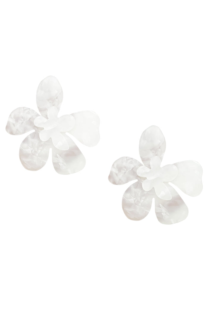 Alamour The Label Earrings Kimberly White Statement Earrings Kimberly White Acrylic Flower Earrings | Afterpay | Laybuy | Klarna