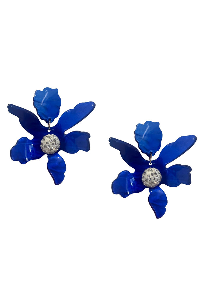 Alamour The Label Earrings Luna Royal Blue Flower Earrings Luna Royal Blue Clip on Flower Earrings | Afterpay | Klarna | Zip Pay