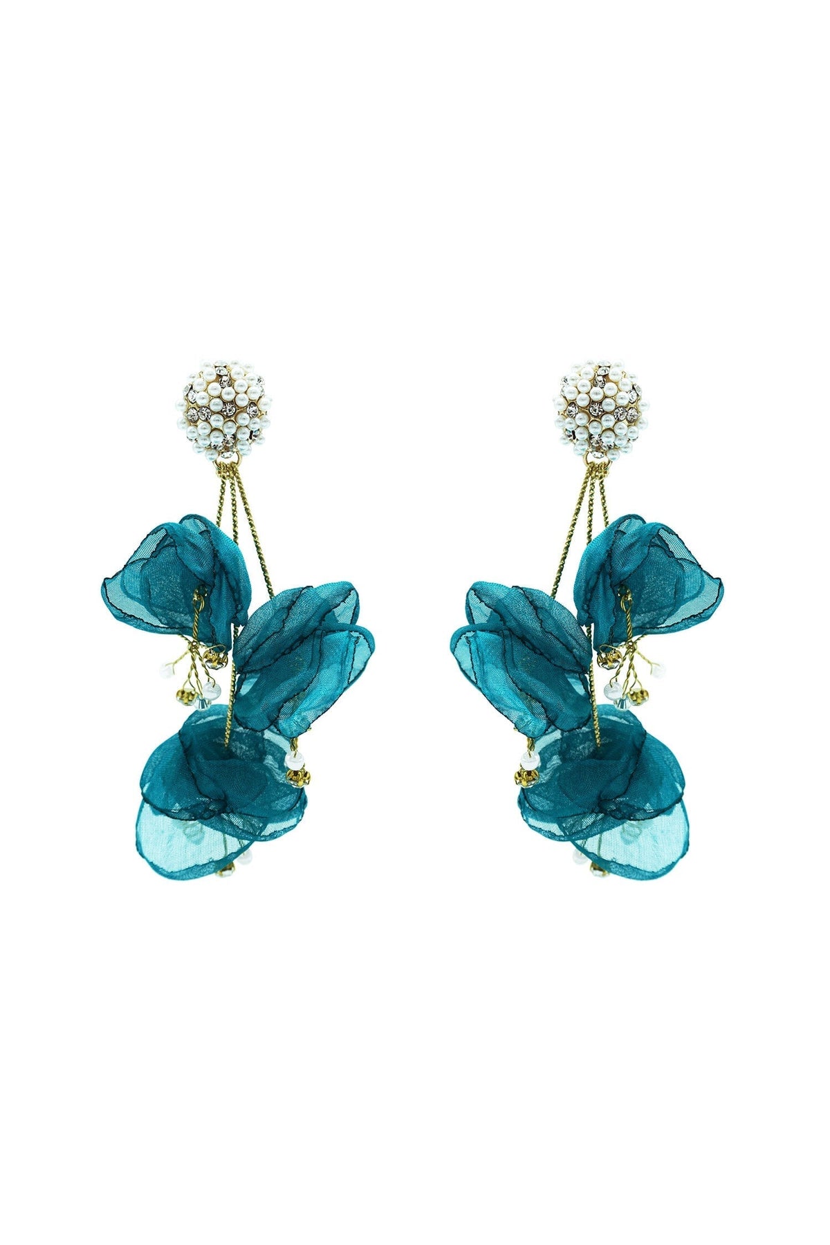 Emilita Teal Petal Earrings