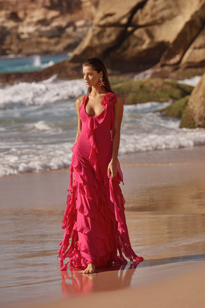 Alamour The Label RTW Maxi Dress Matalia Dress Matalia Hot Pink Chiffon Dress | Afterpay | Zip | Sezzle | LayBuy