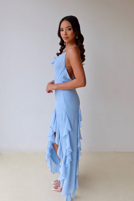 Emilie Crepe Gown - Sky Blue