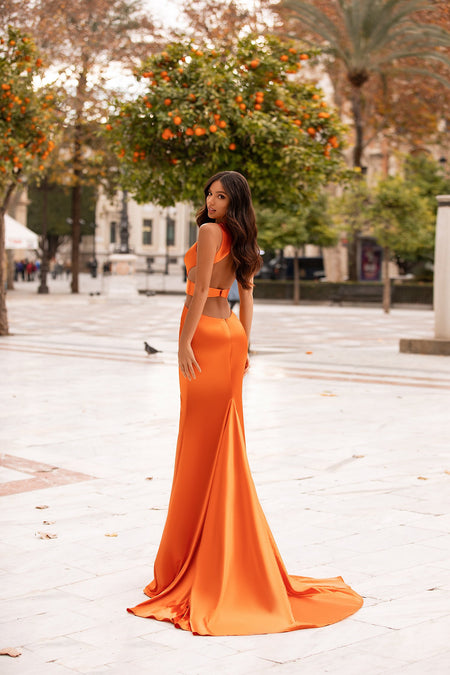 Livnia Satin Gown - Orange