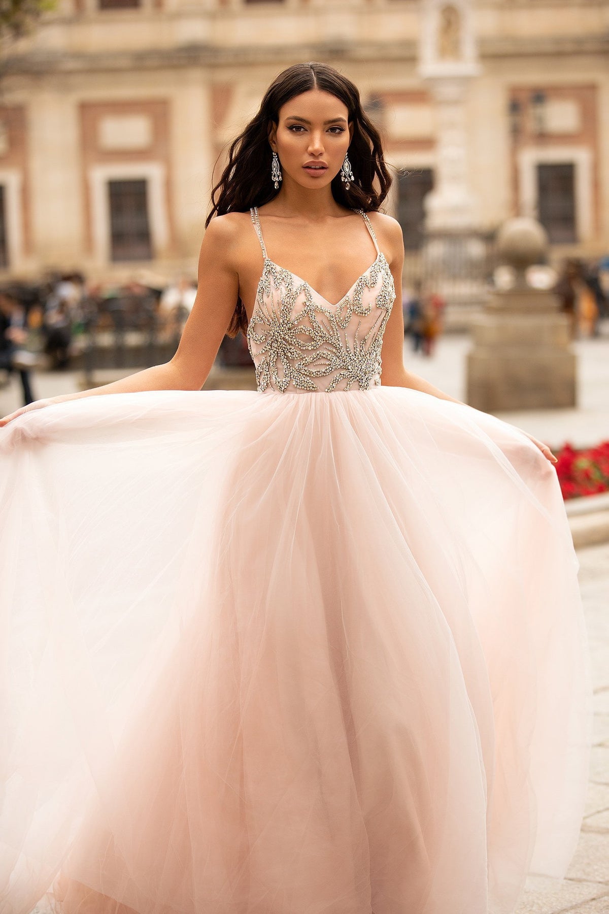 Pink beaded wedding outlet dress