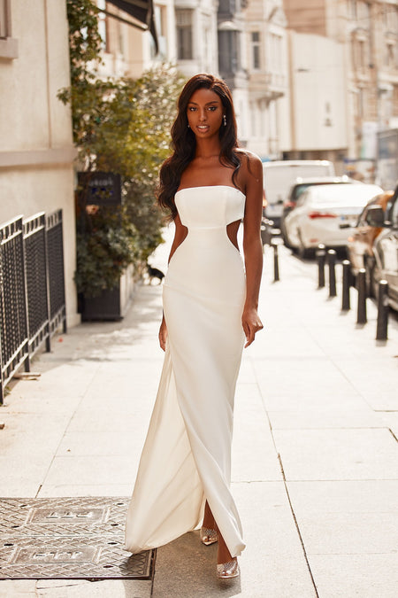 Mabelle Satin Gown - White