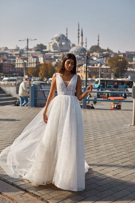 Valeriya Beaded Tulle Gown