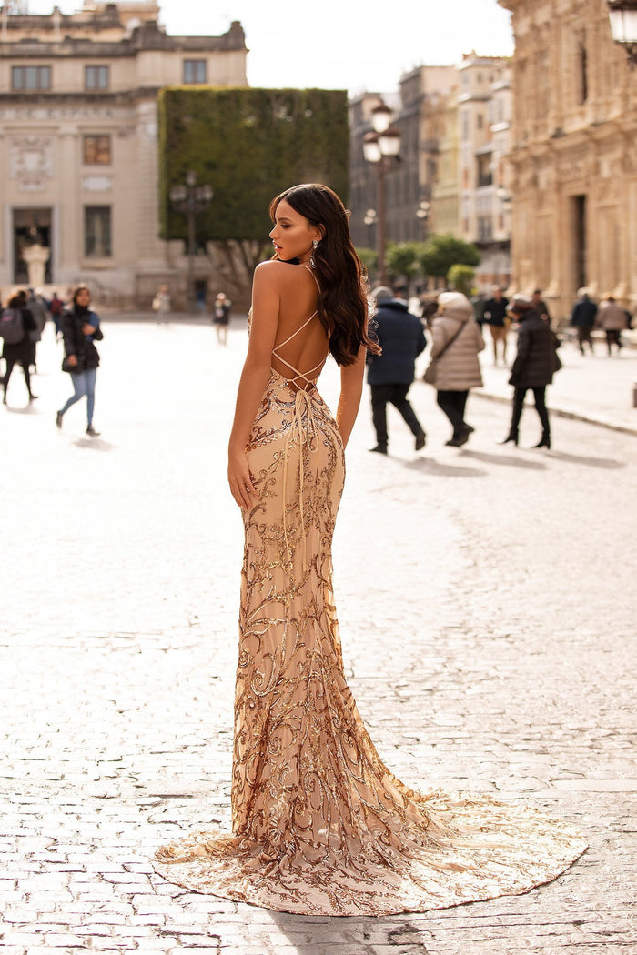 NBLUXE Salma Beaded Fringe Mini Dress - Gold XL