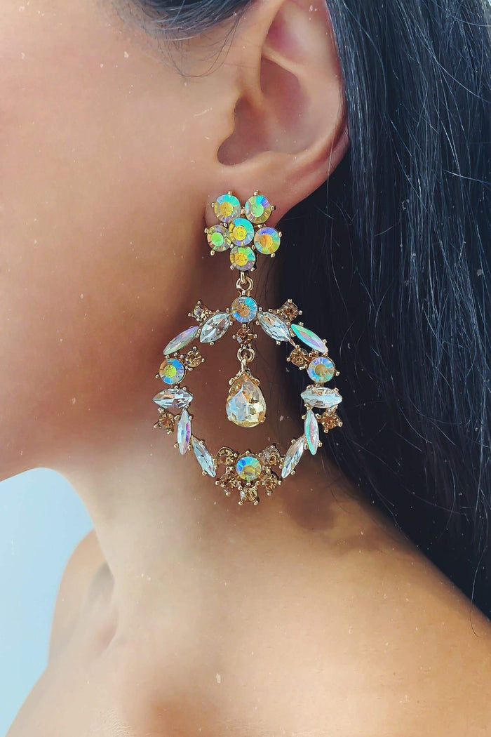 Glazori Jewels Earrings Glazori Inaya Gold Statement Earrings with Aurora Crystals Glazori Inaya Gold Statement Earrings with Aurora Crystals