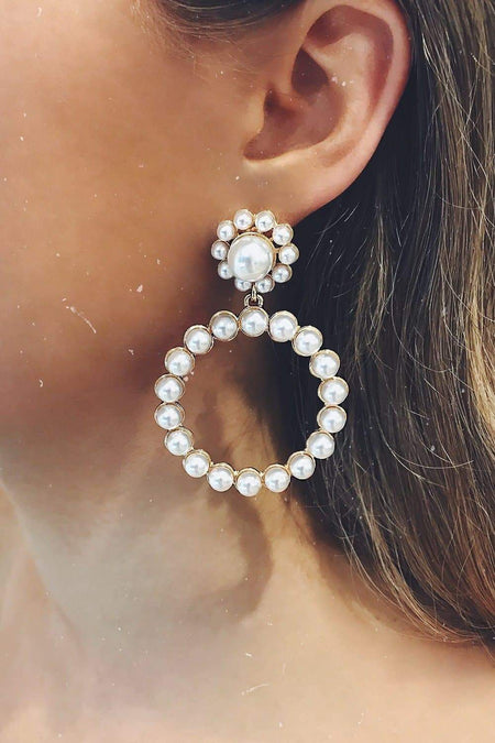 Glazori Juana Pearl Flower Drop Earrings