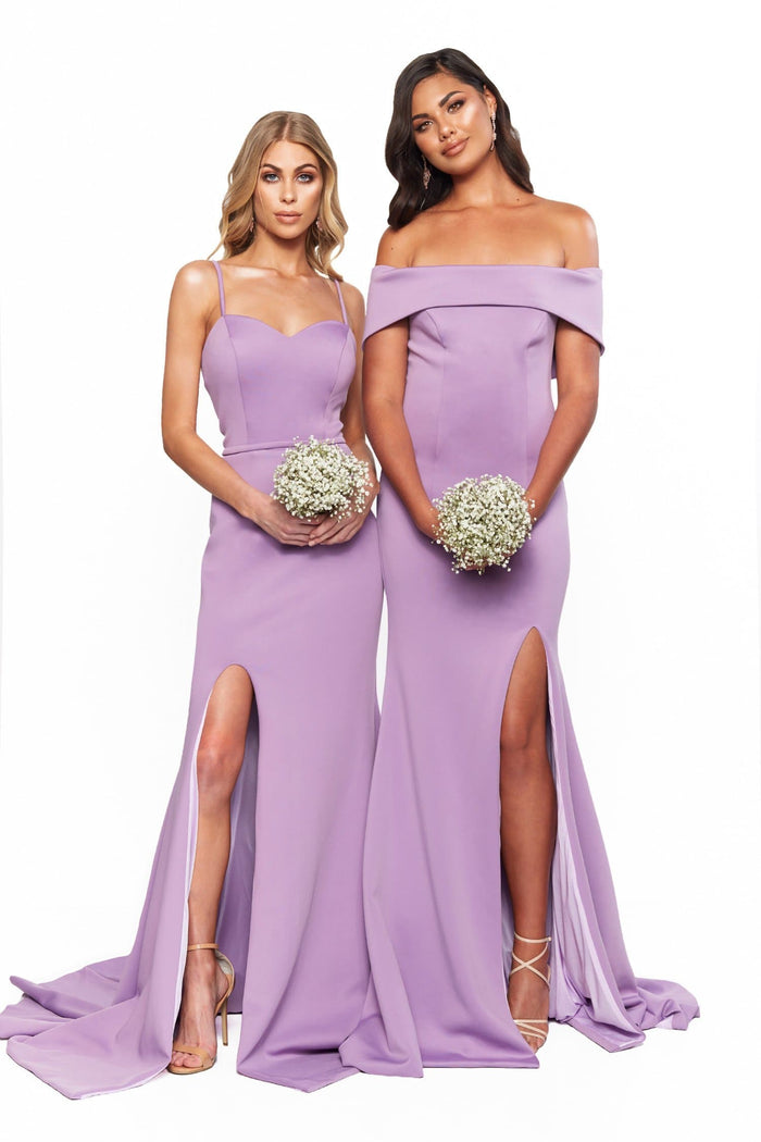 A&N Boutique Custom Bridesmaids Elizabeth Ponti Gown - Lilac Elizabeth Lilac Ponti Gown with Sweetheart Neckline