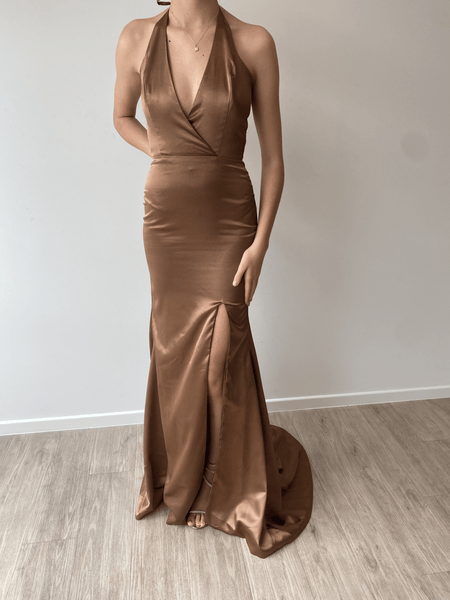 A&N Luxe Luciana Satin Gown - Burgundy
