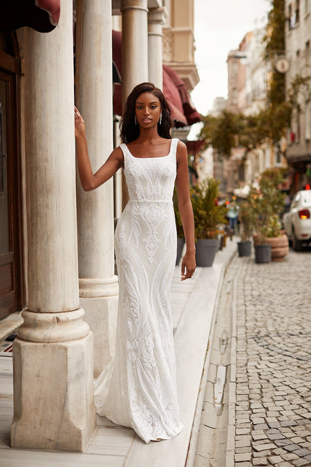 Estera Sequin Gown - White