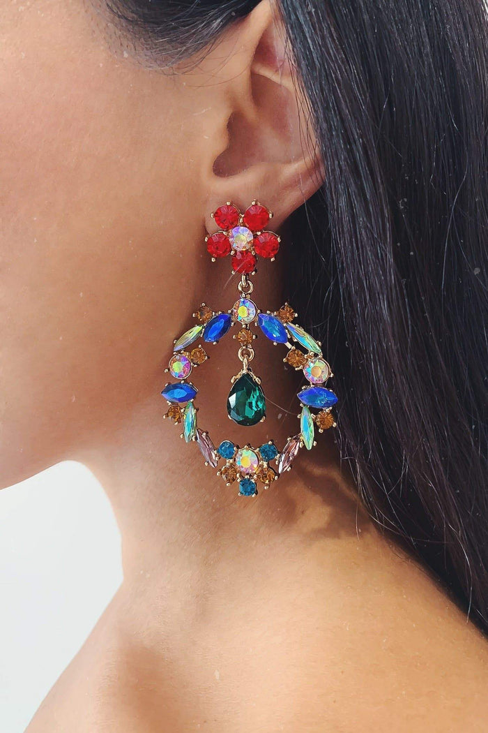 Glazori Jewels Earrings Glazori Julieta Gold Drop Earrings with Multicoloured Crystals Glazori Julieta Gold Drop Earrings with Multicoloured Crystals