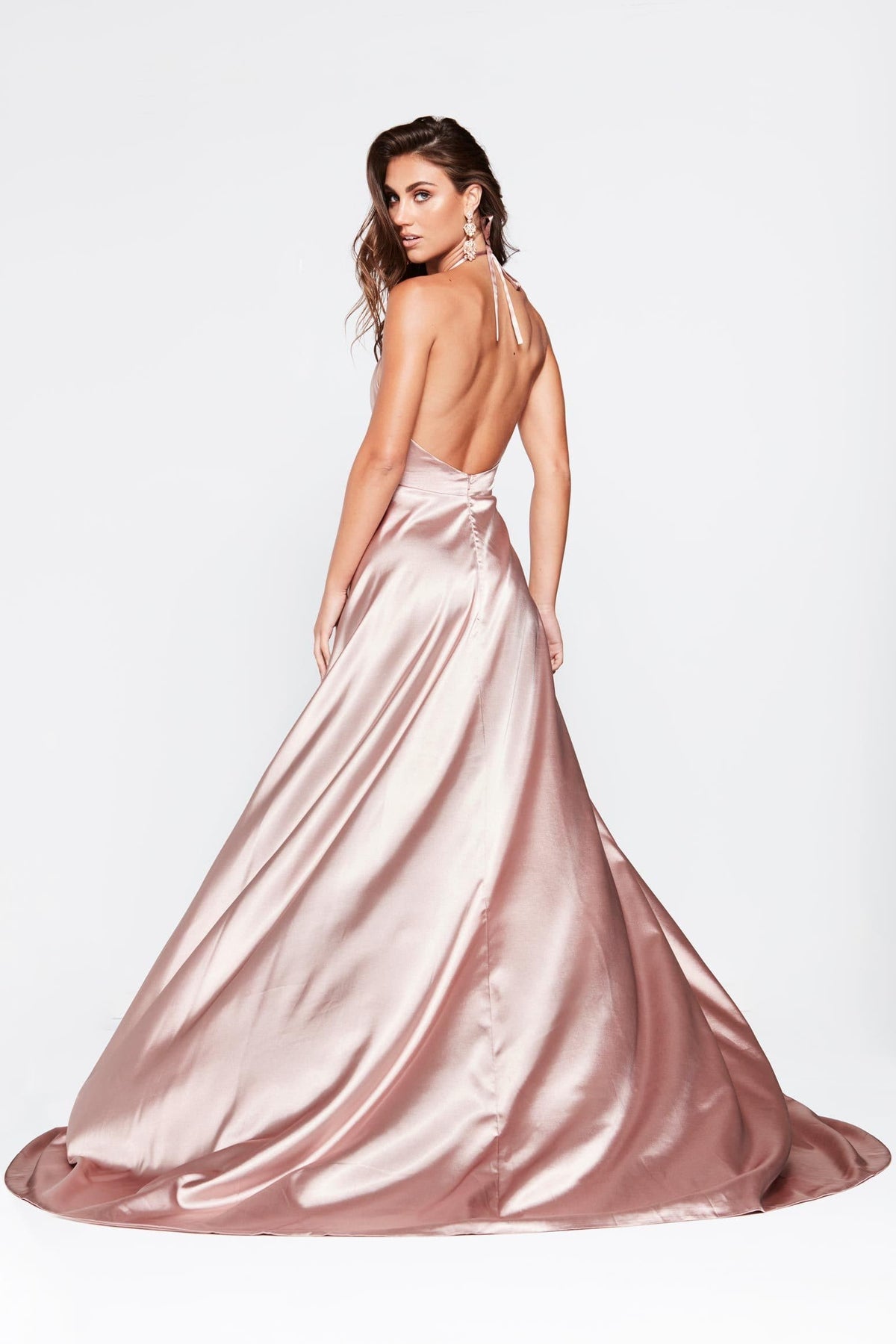 Amani - Mauve Satin Dress with Side Slit and Low Back A&N Luxe Label Amani - Mauve Satin Dress with Side Slit and Low Back A&N Luxe Label
