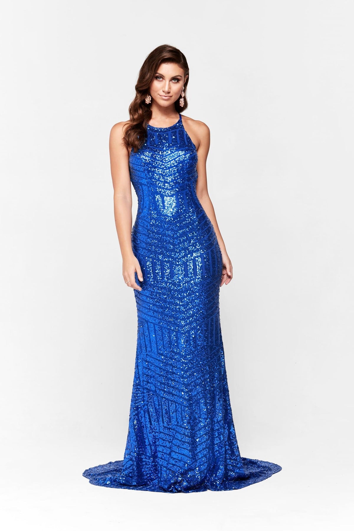Aniya- Royal Blue Dress with Sequins and Lace Up Back M Aniya- Royal Blue Dress with Sequins and Lace Up Back M