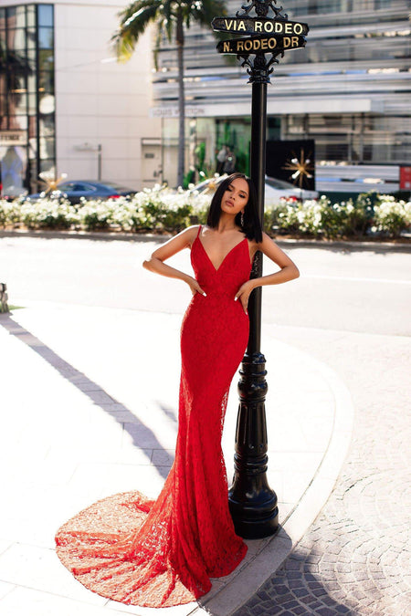 Serena Sequin Gown - Red