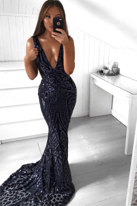 A&N Luxe Agustina Sequin Gown - Black