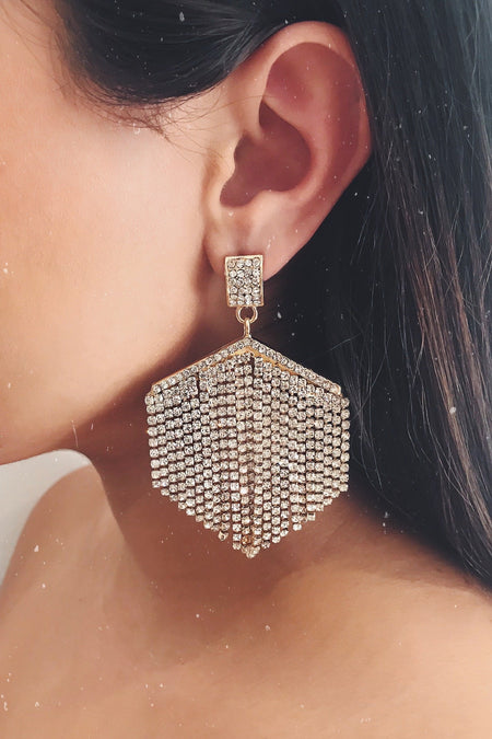 Glazori Kelsey Silver Crystal Statement Earrings