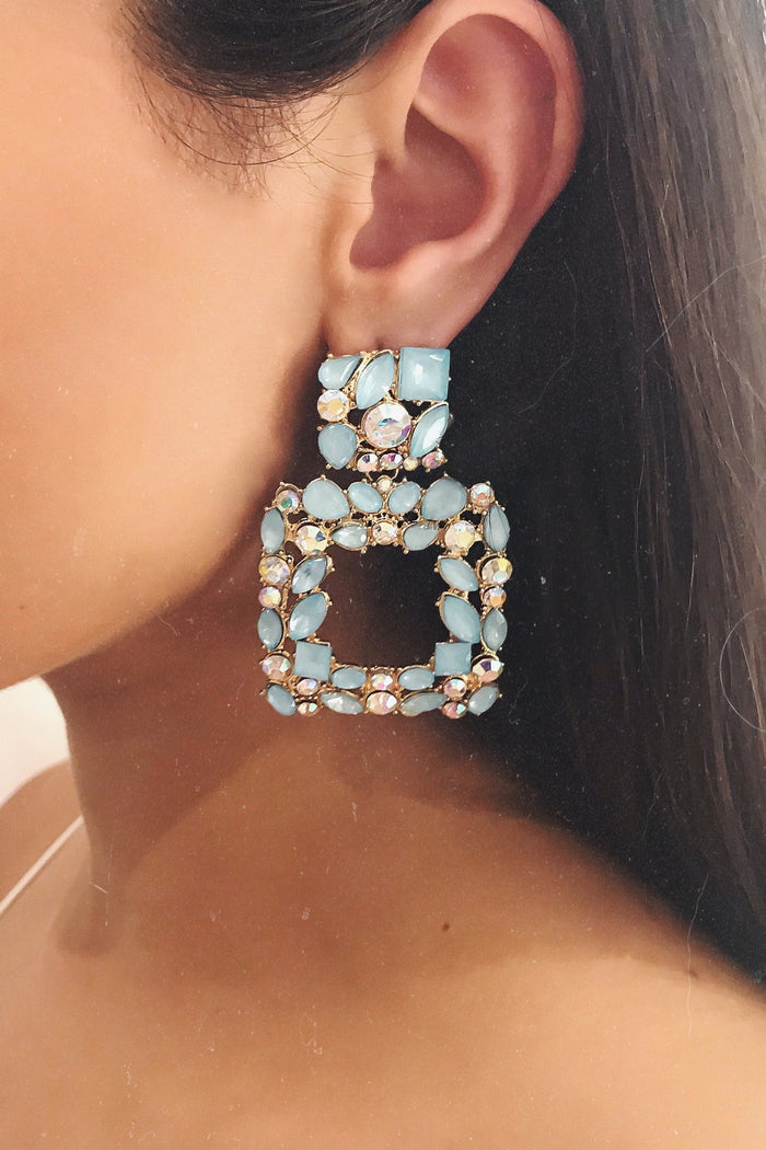 Glazori Jewels Earrings Glazori Isabella Blue Crystal Statement Earrings Glazori Isabella Blue Crystal Statement Earrings