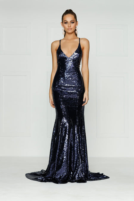 A&N Luxe Crown Sequin Gown - Navy