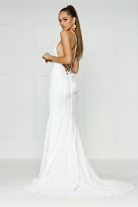 Kylie Sequin Gown - White