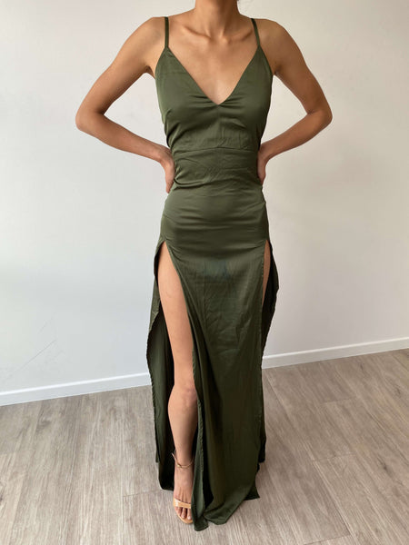 A&N Luxe Vanessa Satin Gown - Emerald