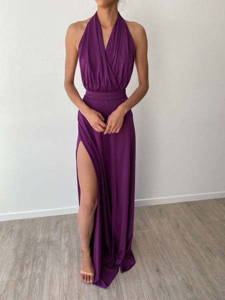 A&N Luxe Luciana Satin Gown - Burgundy