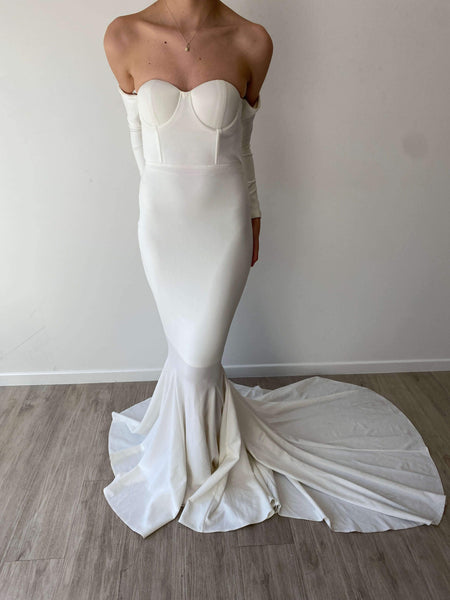 Evelia Sequin Gown - White