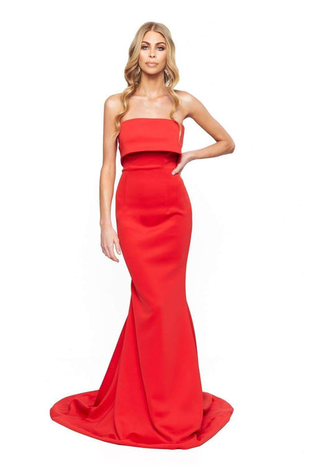 Pia Shimmering Gown - Red