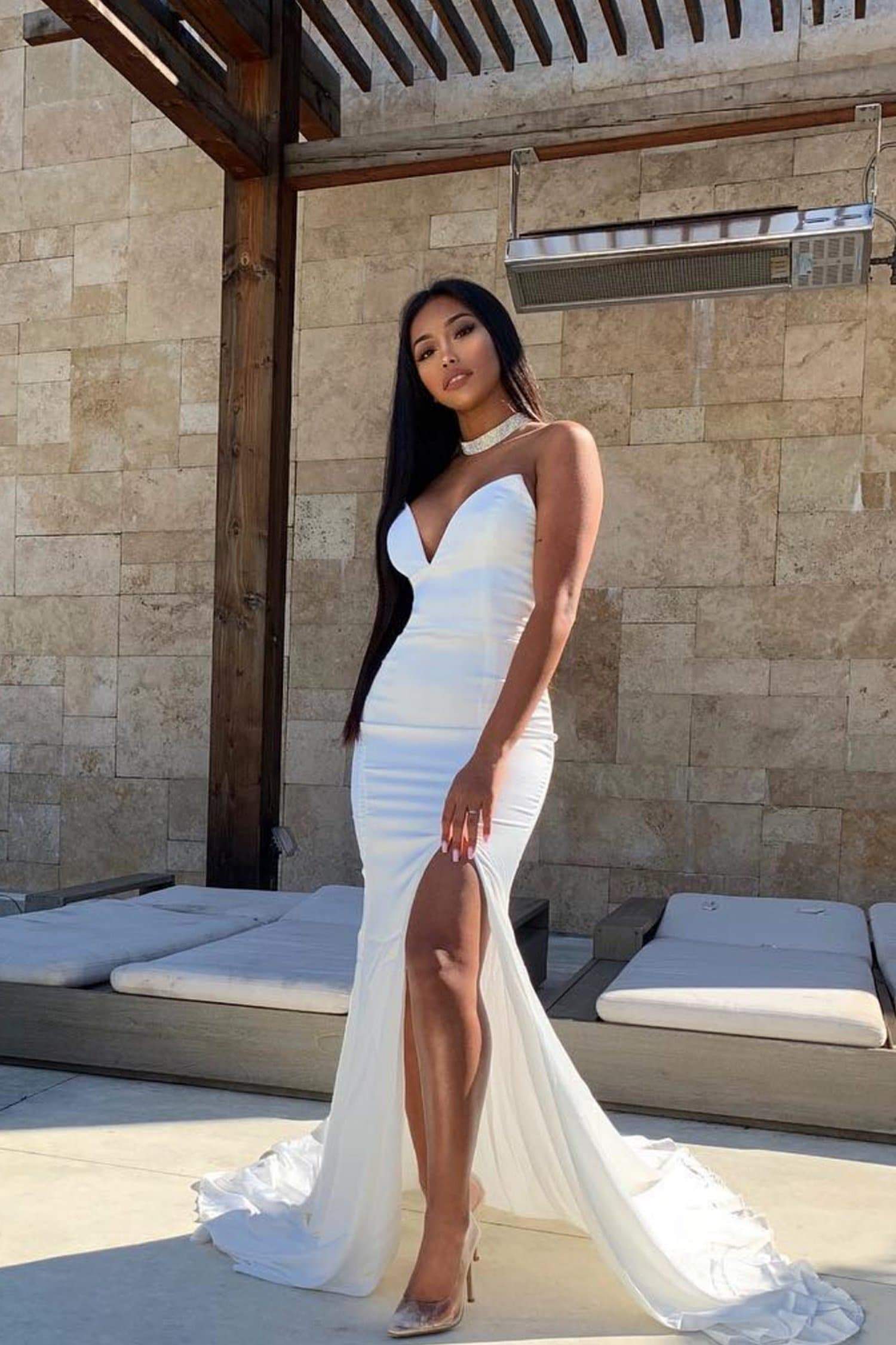 Estelle Satin Gown (White)