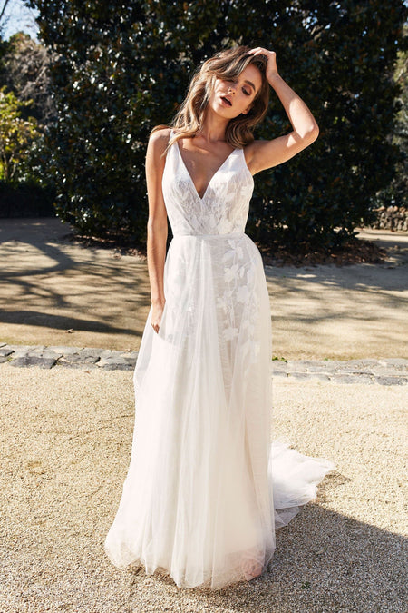 A&N Luxe Vanessa Satin Gown - White