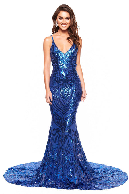 Aniya Sequin Gown - Royal Blue