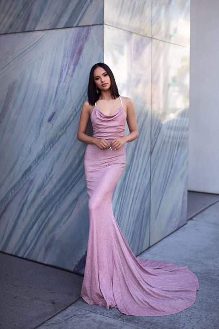 Camala Lurex Gown - Dusty Pink