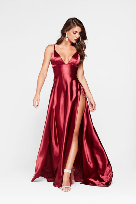 A&N Luxe Makena Shimmering Gown - Burgundy