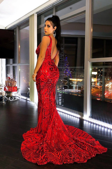 Aniya Sequin Gown - Red
