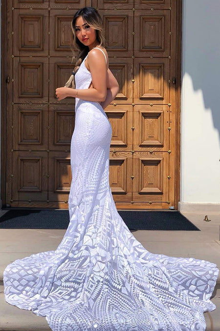 Kara Sequin Gown - White