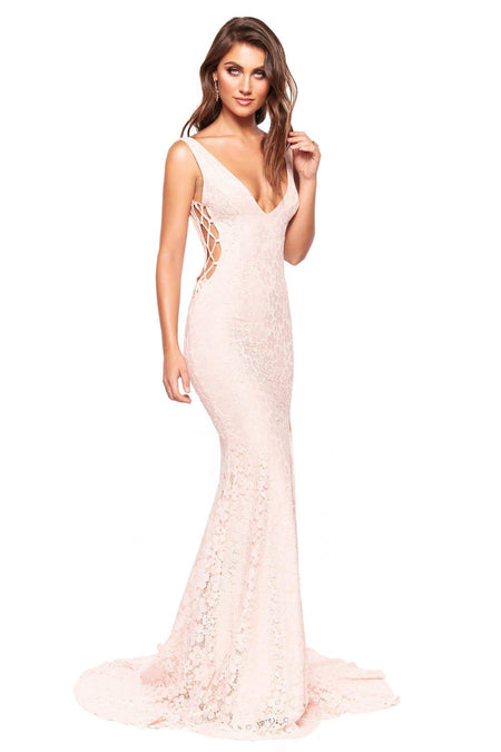 Lorena Shimmering Lace Gown - Grey Lilac