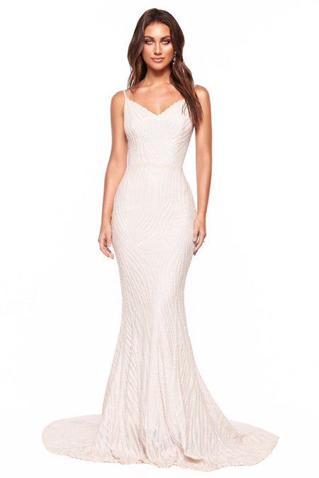 A&N Luxe Janice Sequins Gown - White