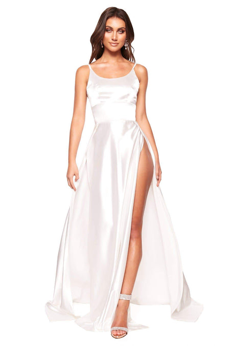 Mabelle Satin Gown - White