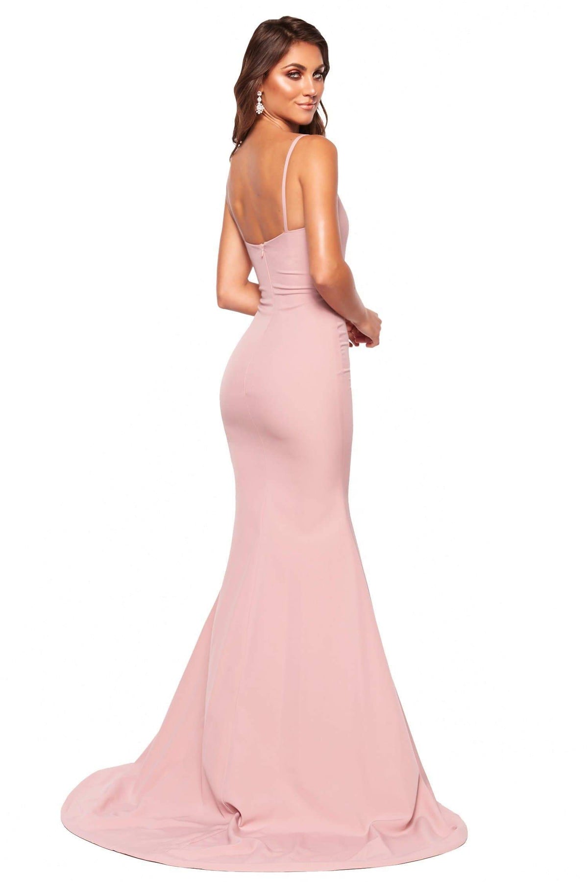 Imani - Dusty Pink Mermaid Crepe Gown with Thin Straps – A&N Luxe